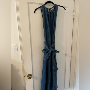 Boden Women's Vintage Blue Denim Dress with Tie, and Pockets